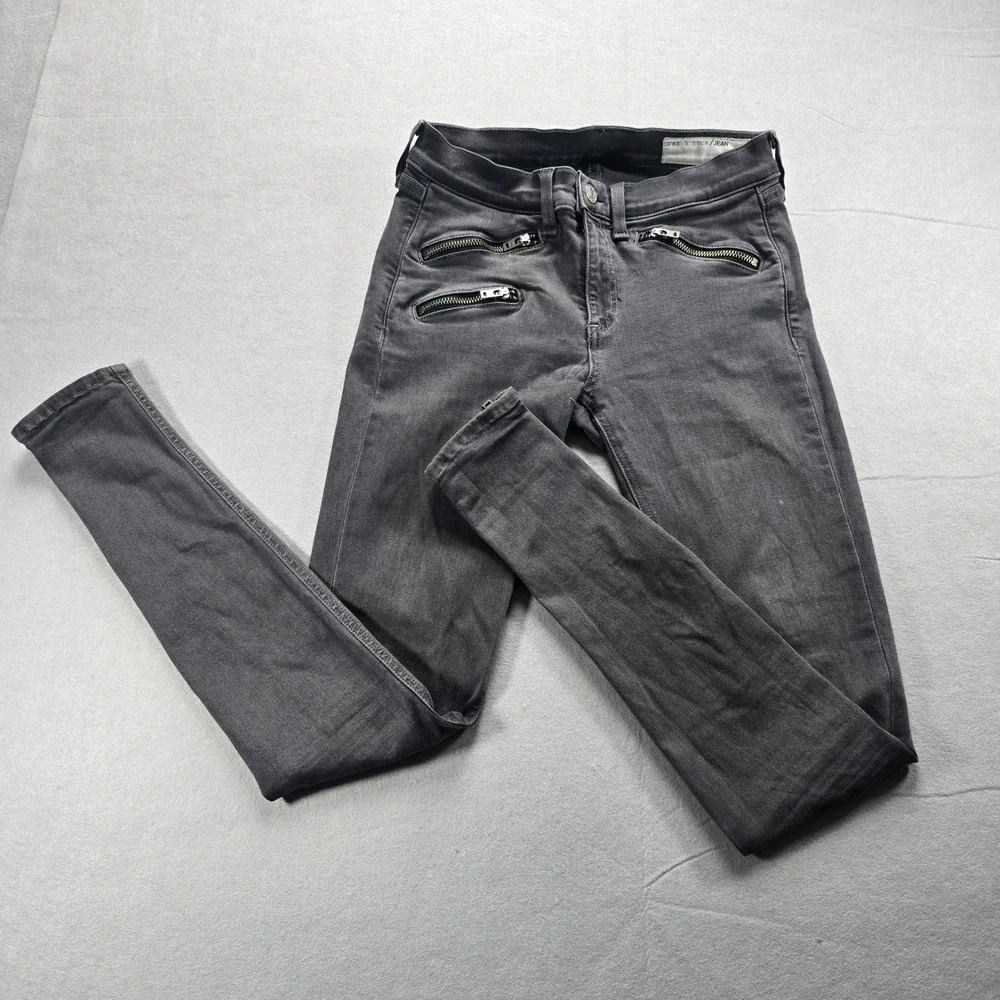 Rag & Bone Jean Kids Seattle Grey Moto Zipper Skinny Jeans 27 Y2K